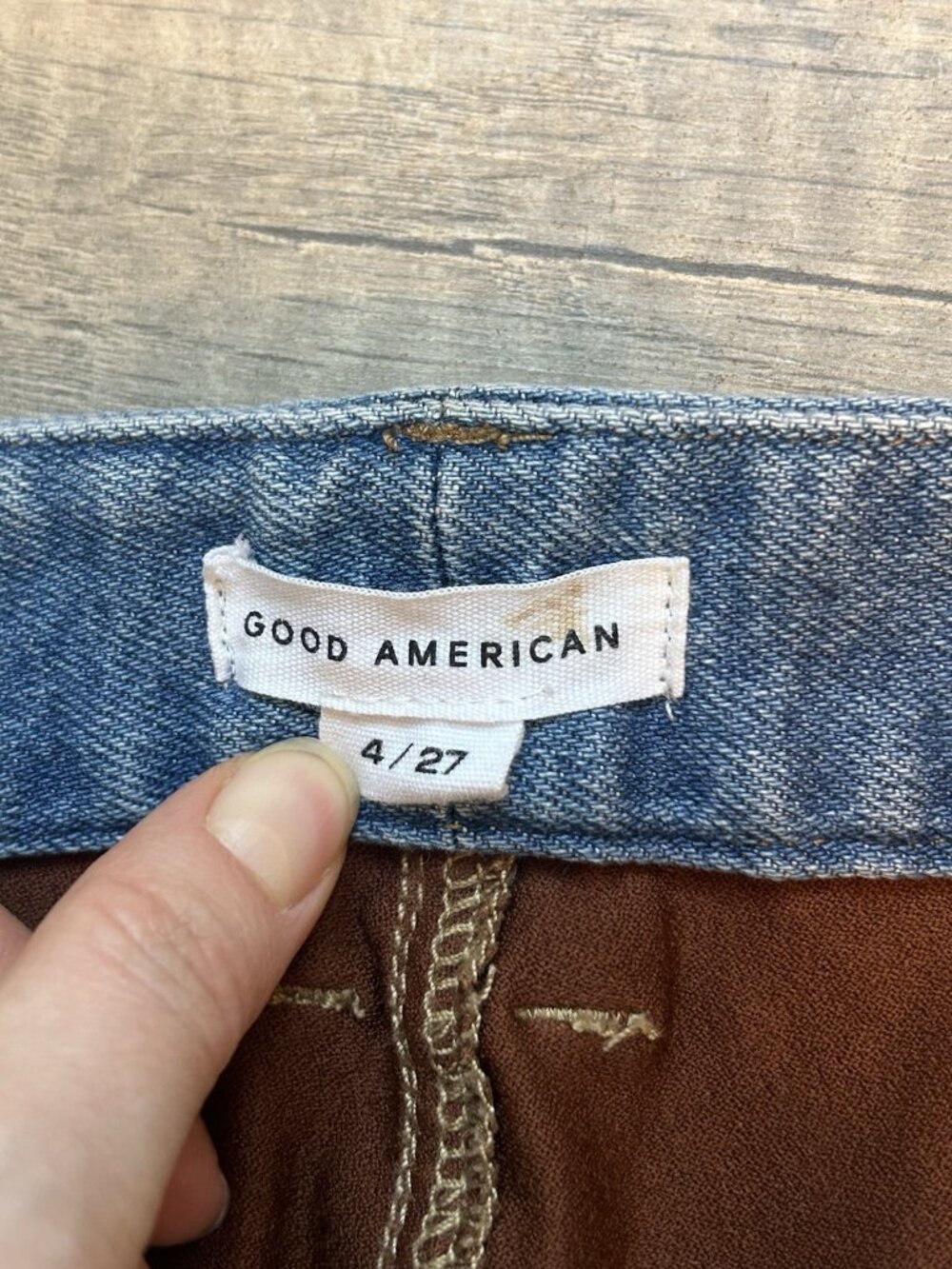 Good American Women's Jeans Icon Mixed Media Denim Faux Suede Size 4/27 western - Picture 5 of 11